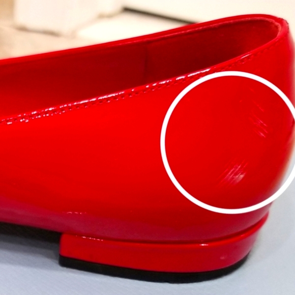 Authentic Prada Calzature Donna Vernice Red Patent Leather Buckle Ballet Flats - Picture 9 of 12